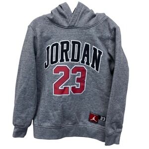 Jordan Boys Gray 23 Graphic Pullover Hoodie Sweatshirt Size 7 (6-7 Yrs) Jumpman